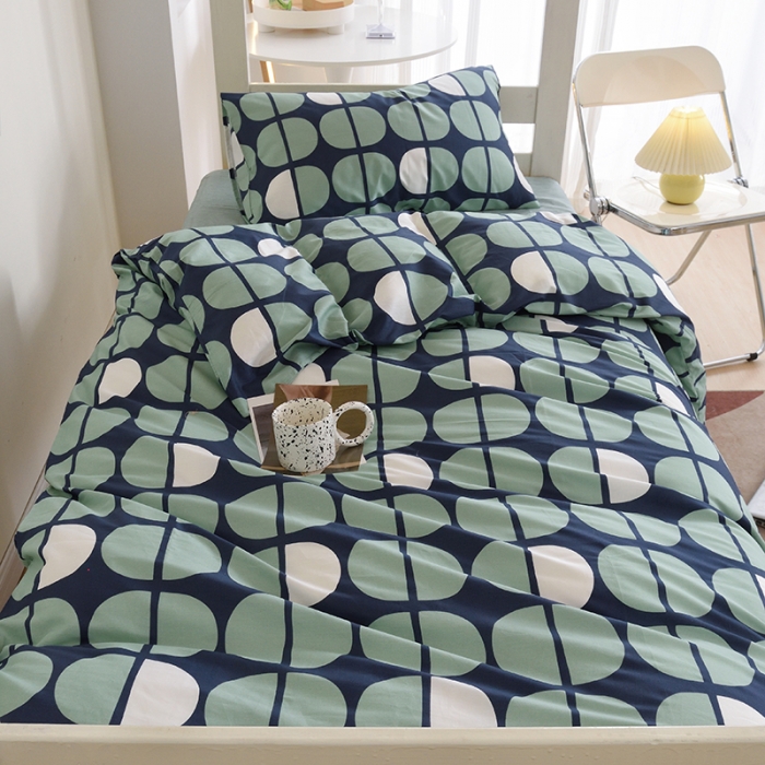 91家纺网 家纺一手货源 找家纺 麦伦家居 2022新款全棉40支13372全棉学生三件套 暖心-绿