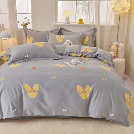 91家纺网 家纺一手货源 找家纺 喷气AB版生态加厚长绒棉纯棉全棉磨毛印花四件套三件套直播