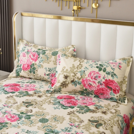 91家纺网 家纺一手货源 找家纺 启优2022新款128*68全棉印花斜纹单枕套一对装