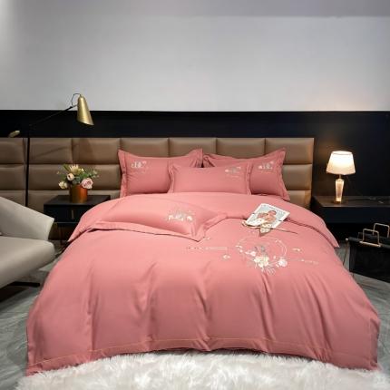 91家纺网 家纺一手货源 找家纺 （总）靓生活 2022新款高克重磨毛刺绣四件套-相爱一生