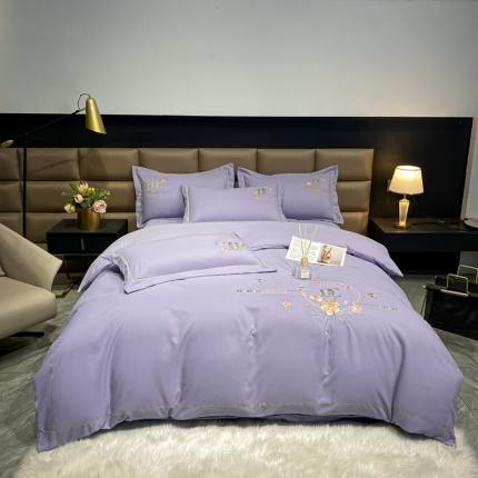 91家纺网 家纺一手货源 找家纺 （总）靓生活 2022新款高克重磨毛刺绣四件套-相爱一生