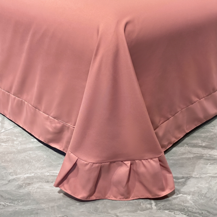 91家纺网 家纺一手货源 找家纺 靓生活 2022新款高克重磨毛刺绣四件套 相爱一生-豆沙粉