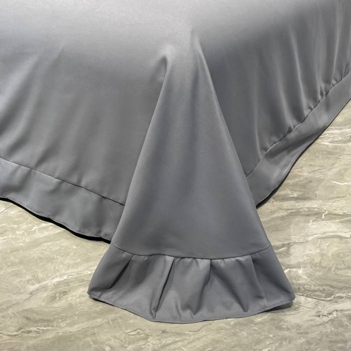 91家纺网 家纺一手货源 找家纺 靓生活 2022新款高克重磨毛刺绣四件套 相爱一生-高级灰