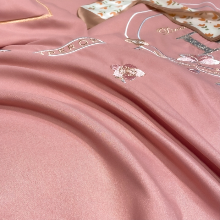 91家纺网 家纺一手货源 找家纺 靓生活 2022新款高克重磨毛刺绣四件套 相爱一生-豆沙粉