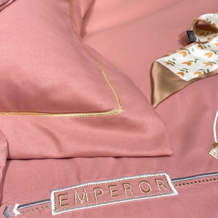 91家纺网 家纺一手货源 找家纺 靓生活 2022新款高克重磨毛刺绣四件套 相爱一生-豆沙粉