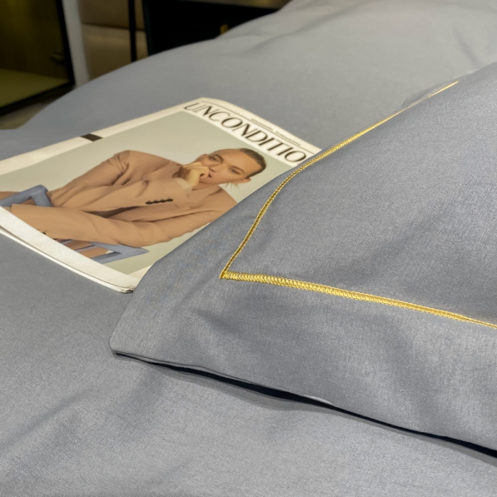 91家纺网 家纺一手货源 找家纺 靓生活 2022新款高克重磨毛刺绣四件套 相爱一生-高级灰