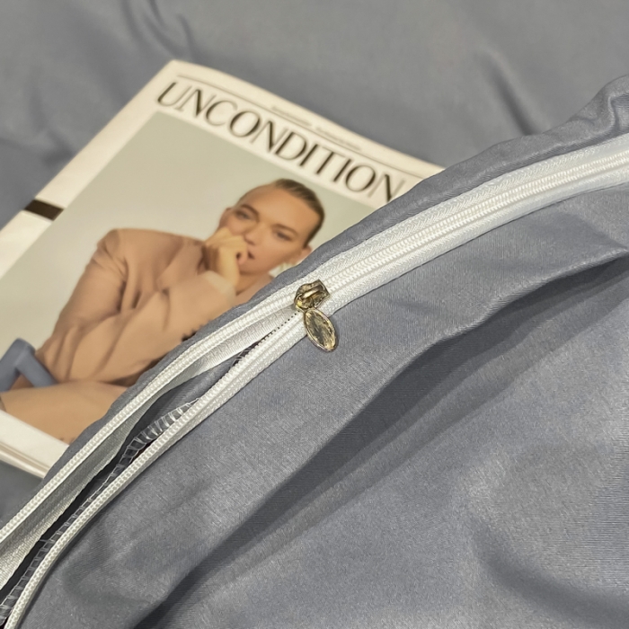 91家纺网 家纺一手货源 找家纺 靓生活 2022新款高克重磨毛刺绣四件套 相爱一生-高级灰