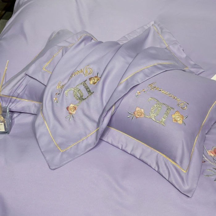 91家纺网 家纺一手货源 找家纺 靓生活 2022新款高克重磨毛刺绣四件套 相爱一生-梦幻紫