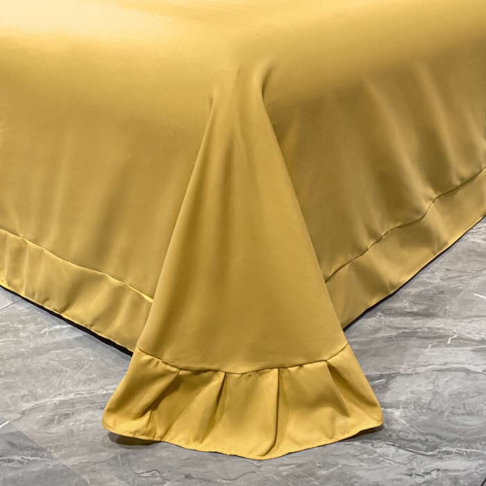 91家纺网 家纺一手货源 找家纺 靓生活 2022新款高克重磨毛刺绣四件套 相爱一生-柠檬黄