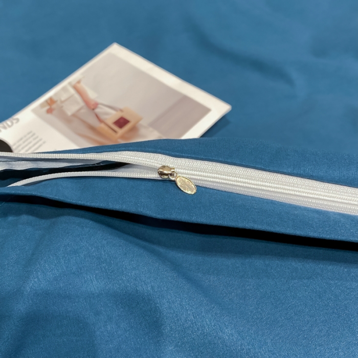 91家纺网 家纺一手货源 找家纺 靓生活 2022新款高克重磨毛刺绣四件套 相爱一生-蔚蓝