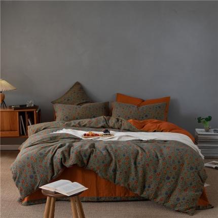 91家纺网 家纺一手货源 找家纺 （总）馨蕊 2022新款轻复古法式系列双层纱提花四件套