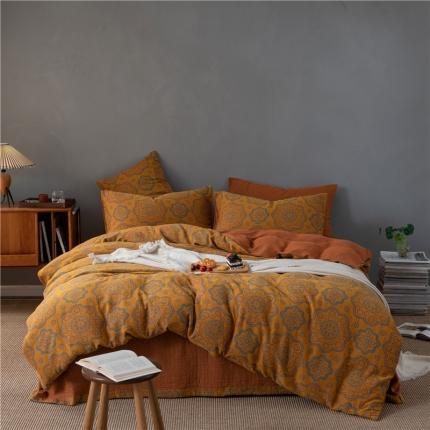 91家纺网 家纺一手货源 找家纺 （总）馨蕊 2022新款轻复古法式系列双层纱提花四件套