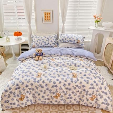 新款全棉网红直播爆款吊边一字绣工艺款四件套（二）碧玉佳人