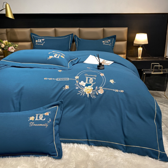 91家纺网 家纺一手货源 找家纺 （总）靓生活 2022新款高克重磨毛刺绣四件套-相爱一生