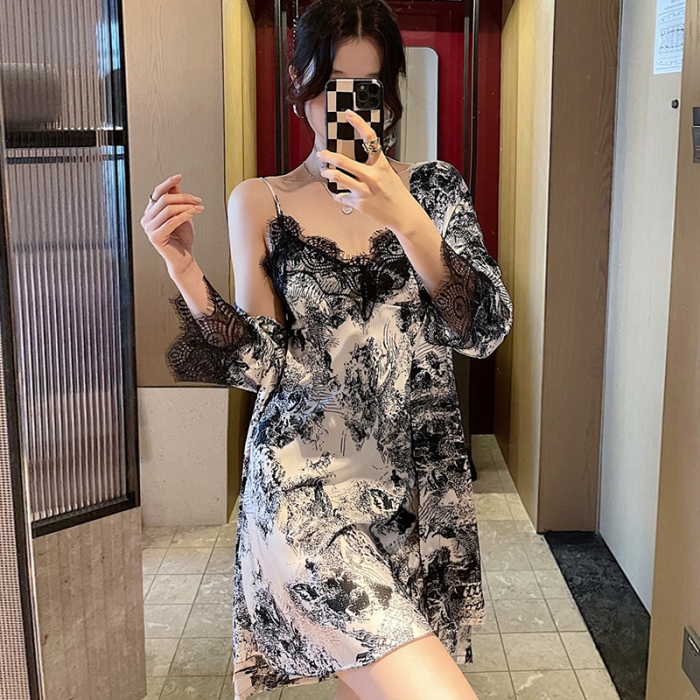 91家纺网 家纺一手货源 找家纺 洛兰沙 2022新款水墨睡裙