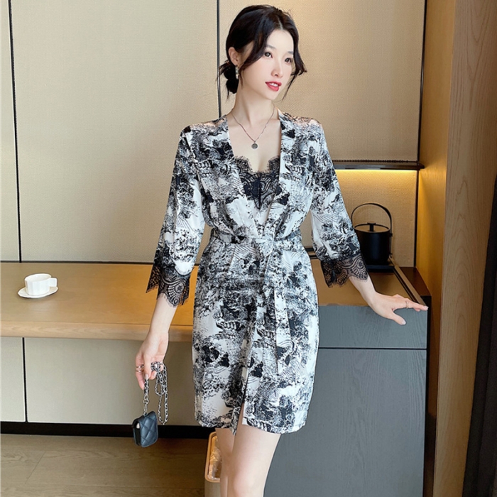 91家纺网 家纺一手货源 找家纺 洛兰沙 2022新款水墨睡裙