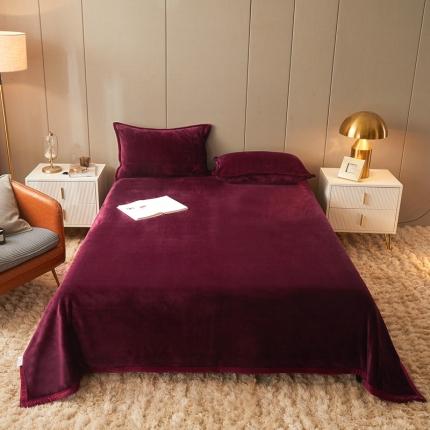 91家纺网 家纺一手货源 找家纺 雅萱 2022新款牛奶绒多功能毛毯 酒红