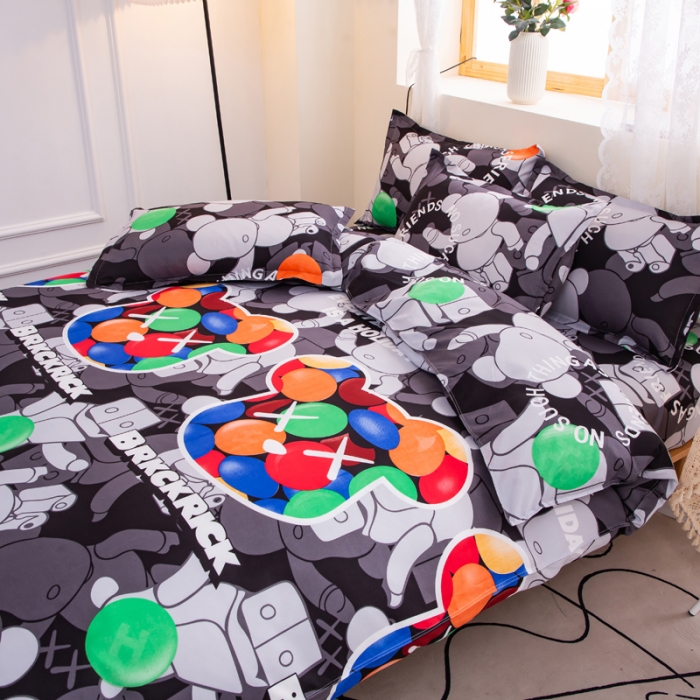 91家纺网 家纺一手货源 找家纺 乐居坊 2022新款芦荟棉四件套暴力彩虹