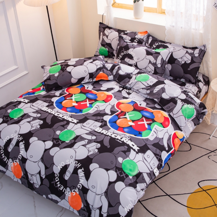 91家纺网 家纺一手货源 找家纺 乐居坊 2022新款芦荟棉四件套暴力彩虹