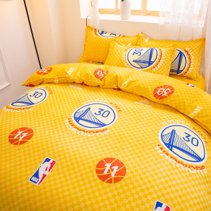 91家纺网 家纺一手货源 找家纺 乐居坊 2022新款芦荟棉四件套金州勇士-主