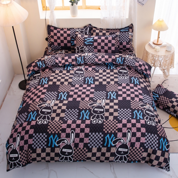 91家纺网 家纺一手货源 找家纺 乐居坊 2022新款芦荟棉四件套格格兔