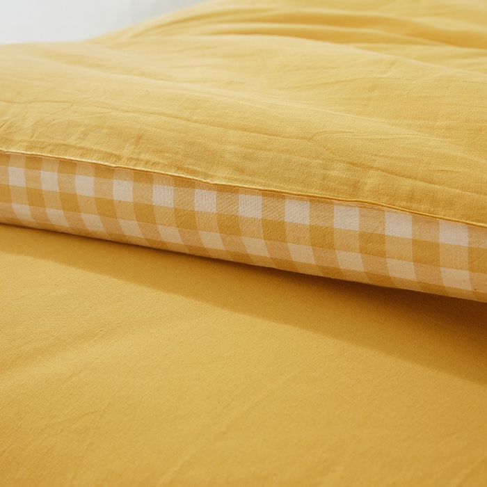 91家纺网 家纺一手货源 找家纺 鸣升 新款全棉水洗棉冬被春秋被夏被棉花被 棋盘格边-初黄