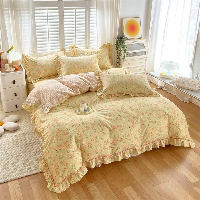 91家纺网 家纺一手货源 找家纺 宝齐莱家纺 2022新款韩版全棉13372印花四件套 安妮