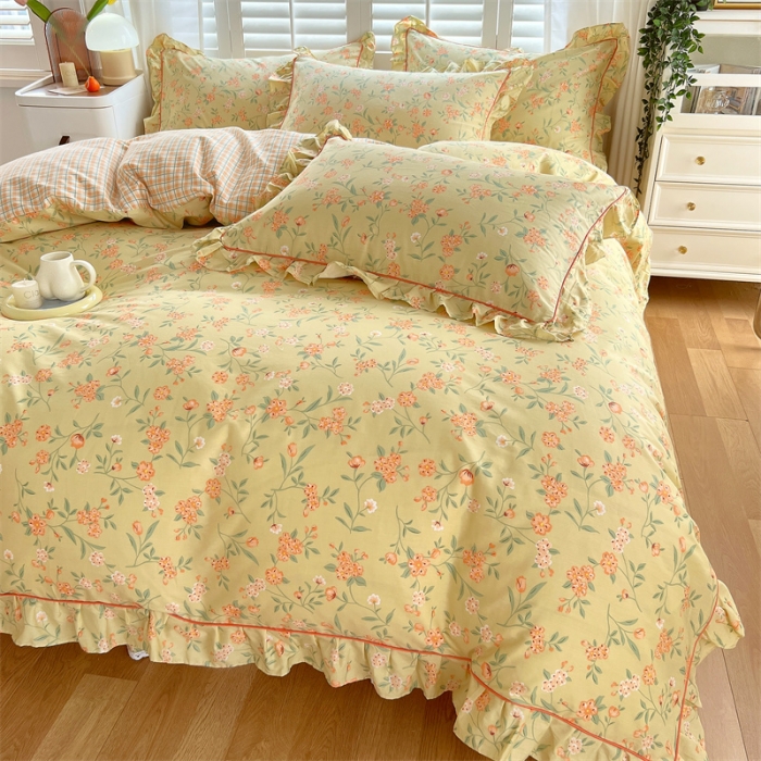 91家纺网 家纺一手货源 找家纺 宝齐莱家纺 2022新款韩版全棉13372印花四件套 安妮