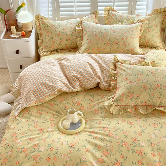 91家纺网 家纺一手货源 找家纺 宝齐莱家纺 2022新款韩版全棉13372印花四件套 安妮