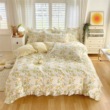 宝齐莱家纺 2022新款韩版全棉13372印花四件套 陌上花开