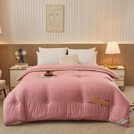 91家纺网 家纺一手货源 找家纺 易展 2023新款加厚水洗棉立体大豆纤维冬被被芯被子 豆沙色