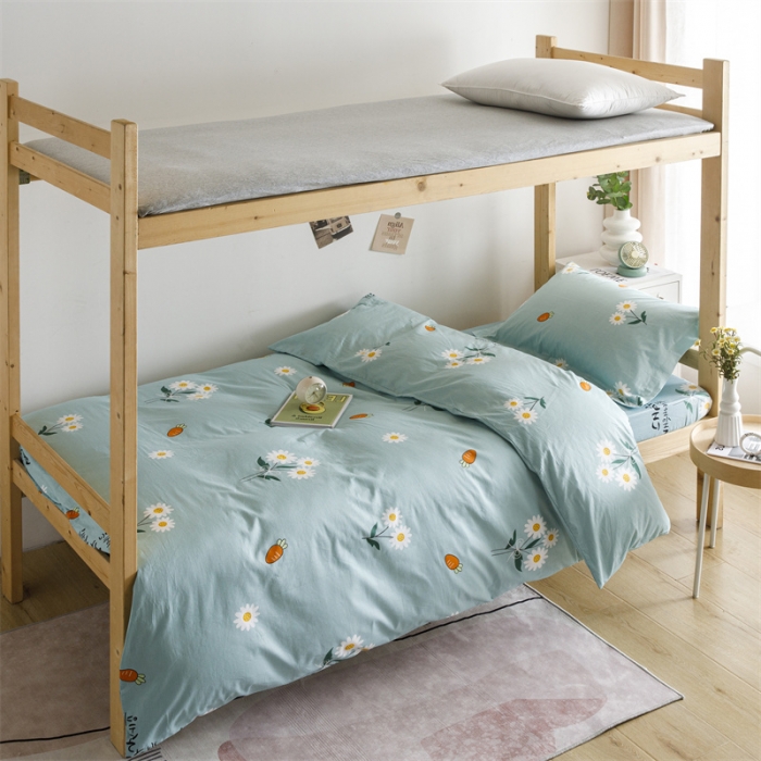 91家纺网 家纺一手货源 找家纺 凌云 2022新款全棉床单宿舍四件套 小雏菊-蓝