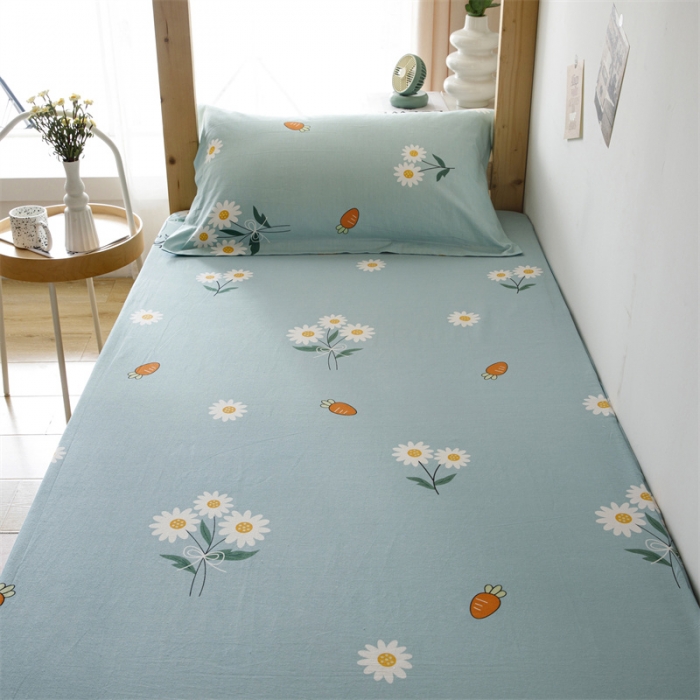 91家纺网 家纺一手货源 找家纺 凌云 2022新款全棉床单宿舍四件套 小雏菊-蓝