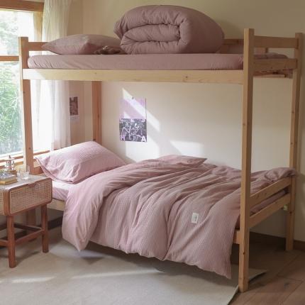 寐眠 2022新款A类水洗棉全棉华夫格学生三件套 藕粉纯色