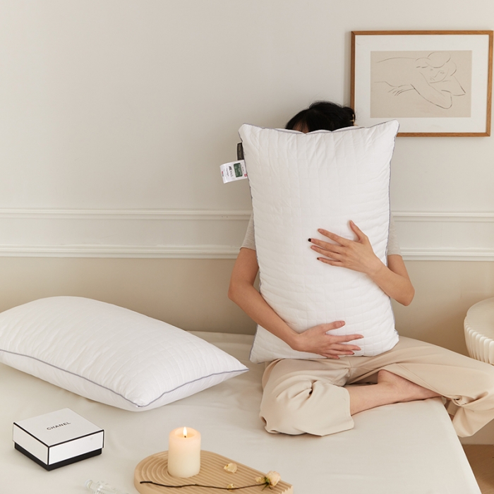 91家纺网 家纺一手货源 找家纺 （总）伟邦枕芯 2023新款全棉格子绗缝枕