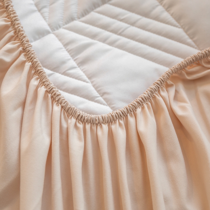 91家纺网 家纺一手货源 找家纺 给笠 2023新款A类原棉夹棉大豆床笠 几何格-卡其