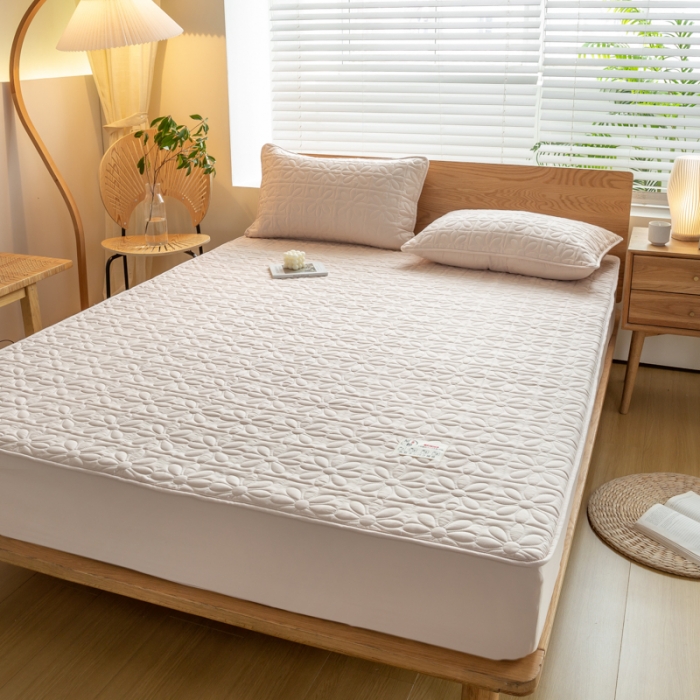 91家纺网 家纺一手货源 找家纺 给笠 2023新款A类原棉夹棉大豆床笠 幸运格-卡其