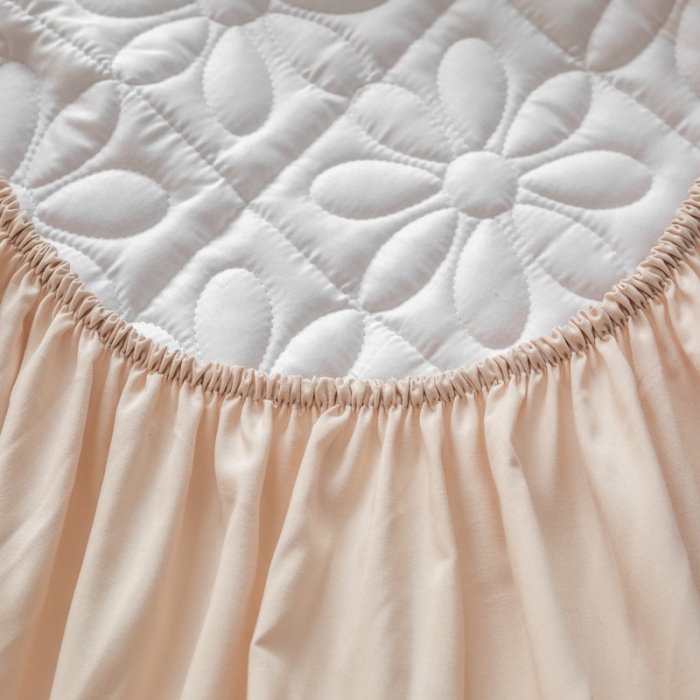 91家纺网 家纺一手货源 找家纺 给笠 2023新款A类原棉夹棉大豆床笠 幸运格-卡其