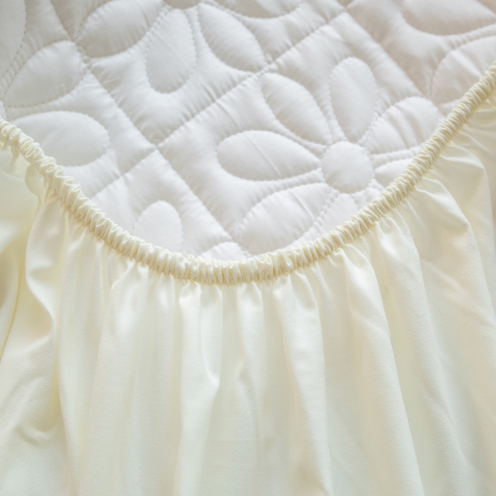 91家纺网 家纺一手货源 找家纺 给笠 2023新款A类原棉夹棉大豆床笠 幸运格-米白