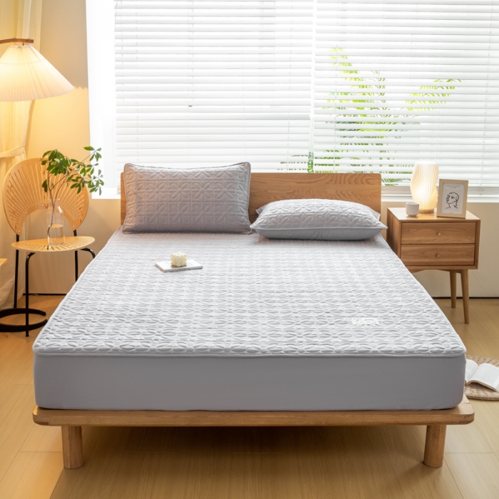 91家纺网 家纺一手货源 找家纺 给笠 2023新款A类原棉夹棉大豆床笠 幸运格-星灰