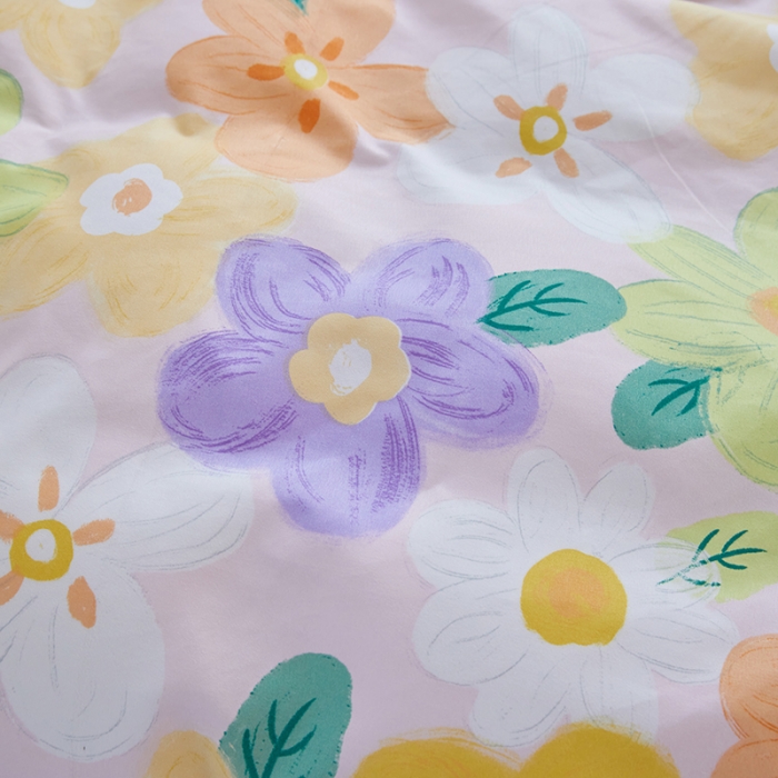 91家纺网 家纺一手货源 找家纺 世爵 2023新款加厚磨毛印花四件套 花香半语粉