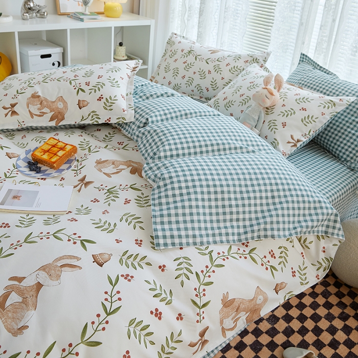 91家纺网 家纺一手货源 找家纺 世爵 2023新款加厚磨毛印花四件套 米菲兔