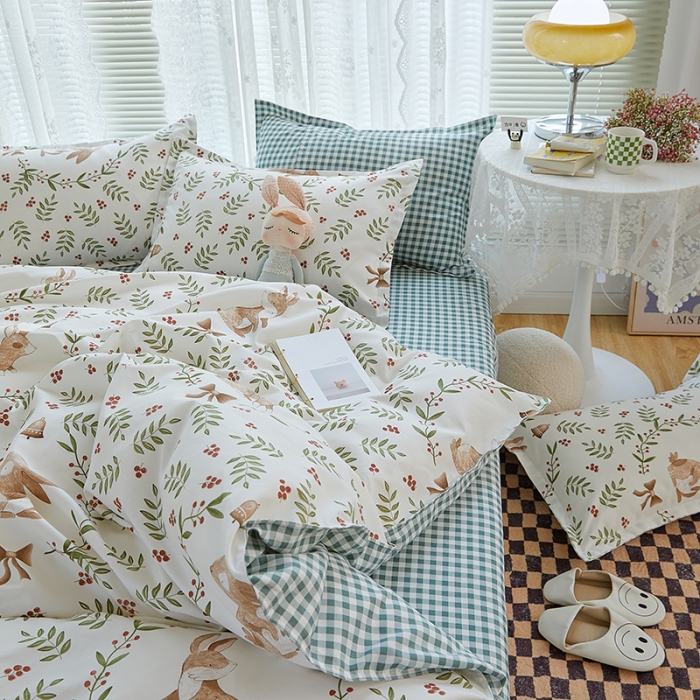 91家纺网 家纺一手货源 找家纺 世爵 2023新款加厚磨毛印花四件套 米菲兔