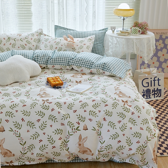 91家纺网 家纺一手货源 找家纺 世爵 2023新款加厚磨毛印花四件套 米菲兔