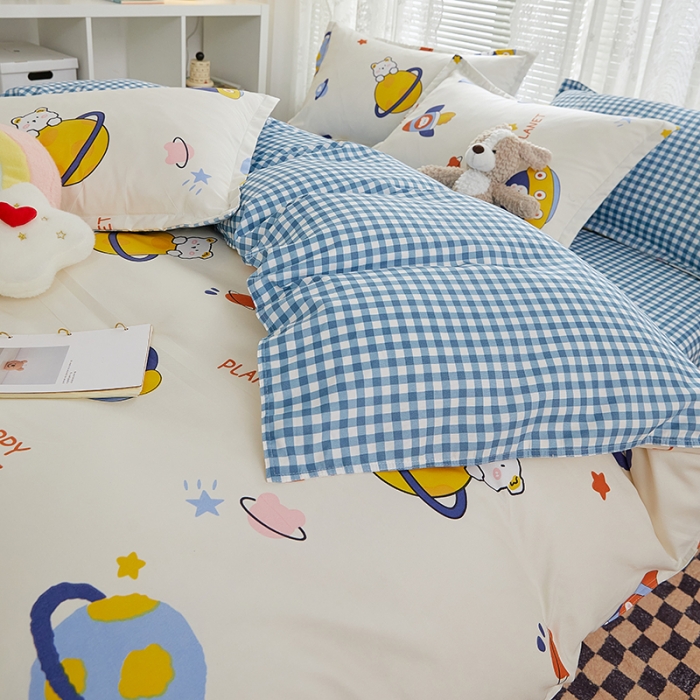 91家纺网 家纺一手货源 找家纺 世爵 2023新款加厚磨毛印花四件套 星际探险