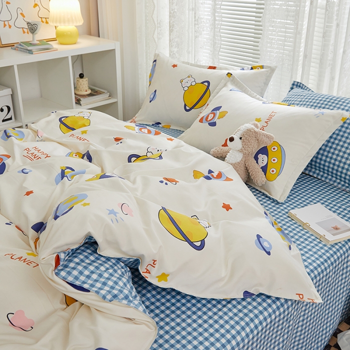 91家纺网 家纺一手货源 找家纺 世爵 2023新款加厚磨毛印花四件套 星际探险