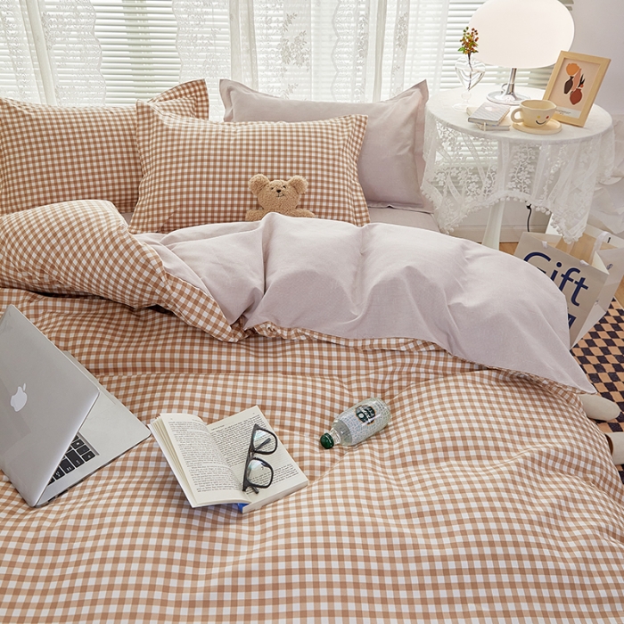 91家纺网 家纺一手货源 找家纺 世爵 2023新款加厚磨毛印花四件套 优格咖