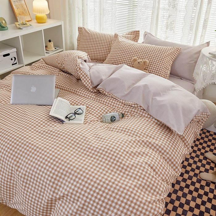 91家纺网 家纺一手货源 找家纺 世爵 2023新款加厚磨毛印花四件套 优格咖