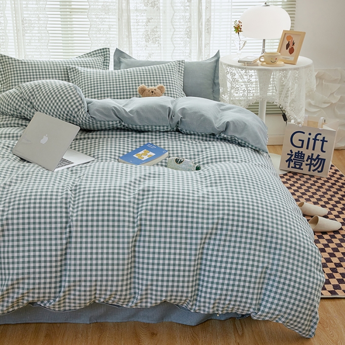 91家纺网 家纺一手货源 找家纺 世爵 2023新款加厚磨毛印花四件套 优格绿