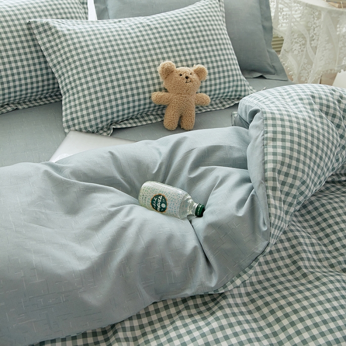 91家纺网 家纺一手货源 找家纺 世爵 2023新款加厚磨毛印花四件套 优格绿